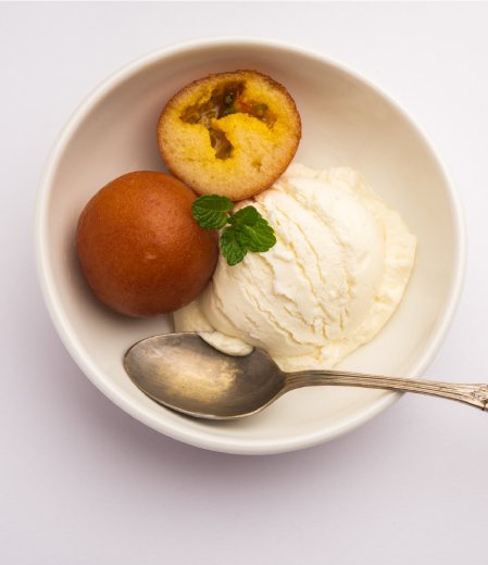 Hot Gulab Jamun with Ice Cream