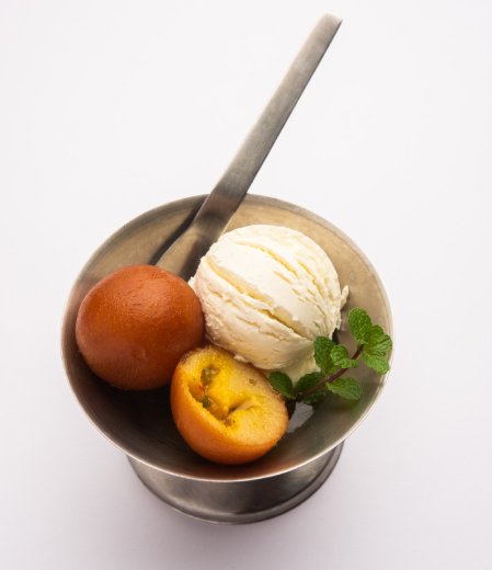 Hot Gulab Jamun with Ice Cream